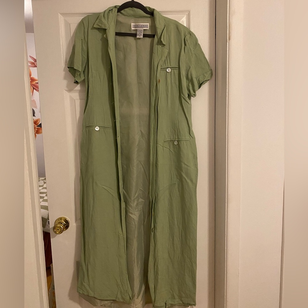 Vintage Sage Button-Up Dress